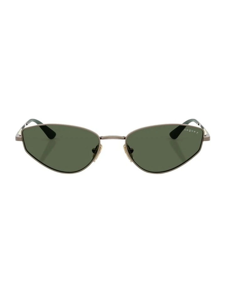 Metal Polarised Sunglasses in Beige image 1