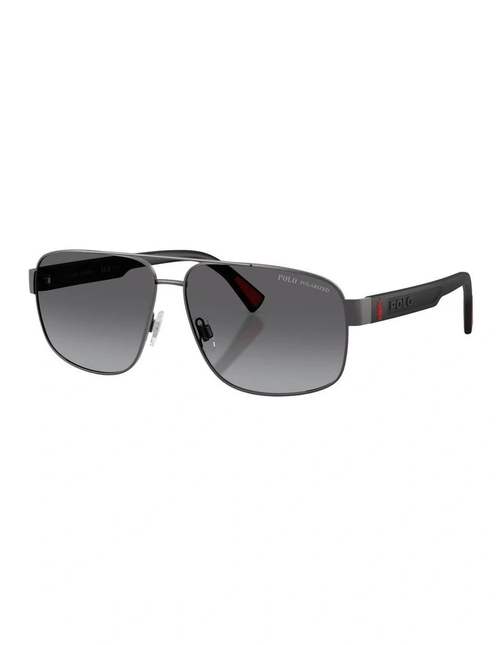 Metal Polarised Sunglasses in Grey image 1