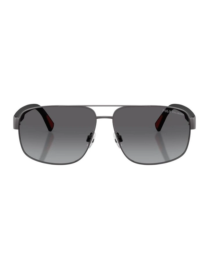 Metal Polarised Sunglasses in Grey image 2