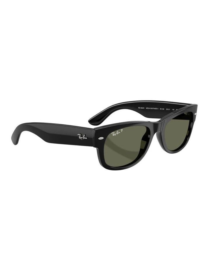 Mega Wayfarer II Propionate Polarised Sunglasses in Black image 5