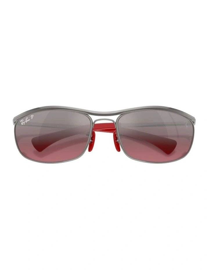 Scuderia Ferrari Collection Polarized + Lenses Metal Polarised Sunglasses in Grey RB3819M image 3