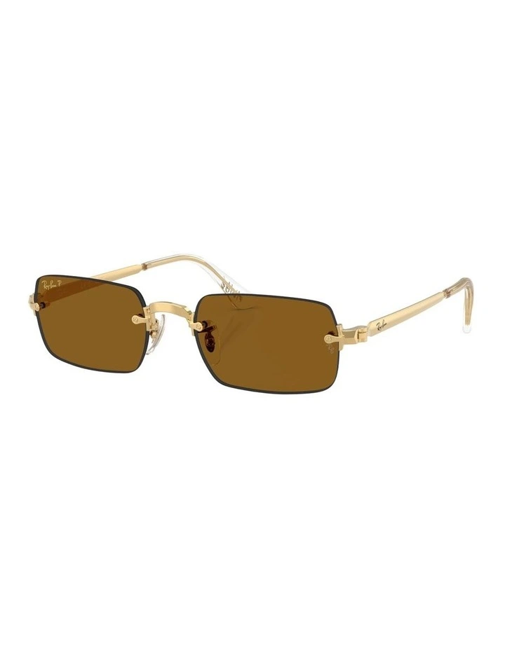 By A$AP Rocky Metal Polarised Sunglasses in Gold RB3928 image 1