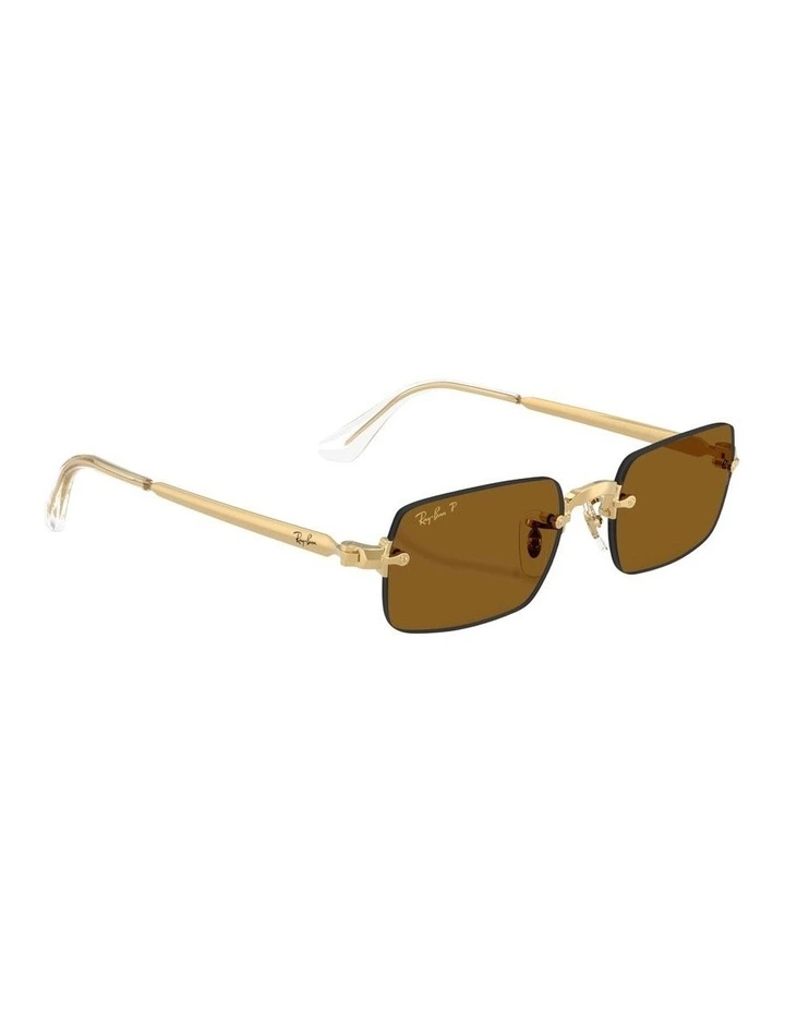 By A$AP Rocky Metal Polarised Sunglasses in Gold RB3928 image 4
