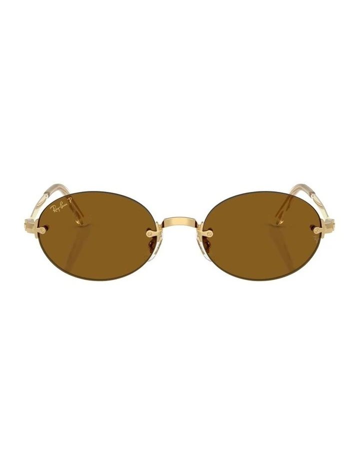 By A$AP Rocky Metal Polarised Sunglasses in Gold RB3929 image 1
