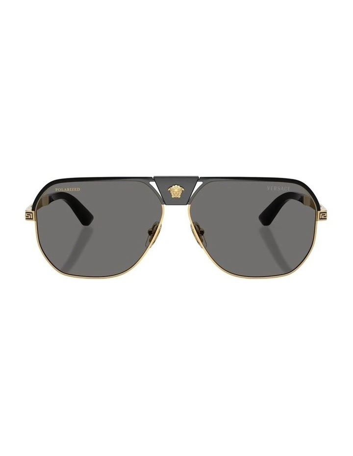 Metal Polarised Sunglasses in Black image 1