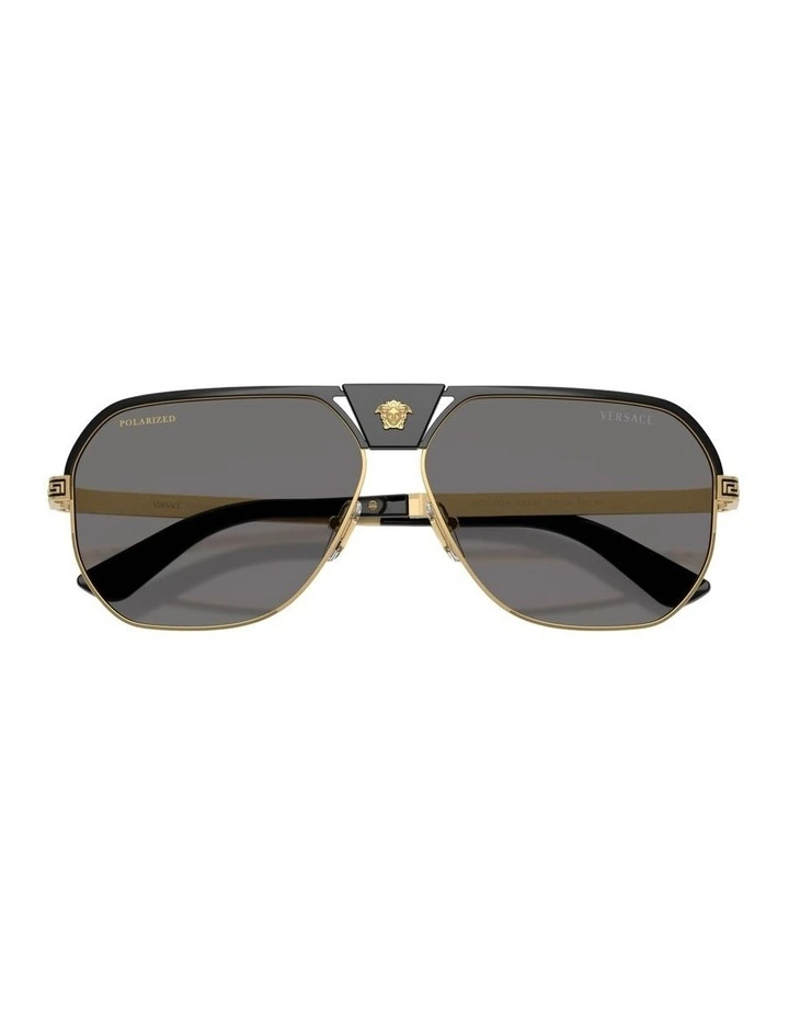 Metal Polarised Sunglasses in Black image 3