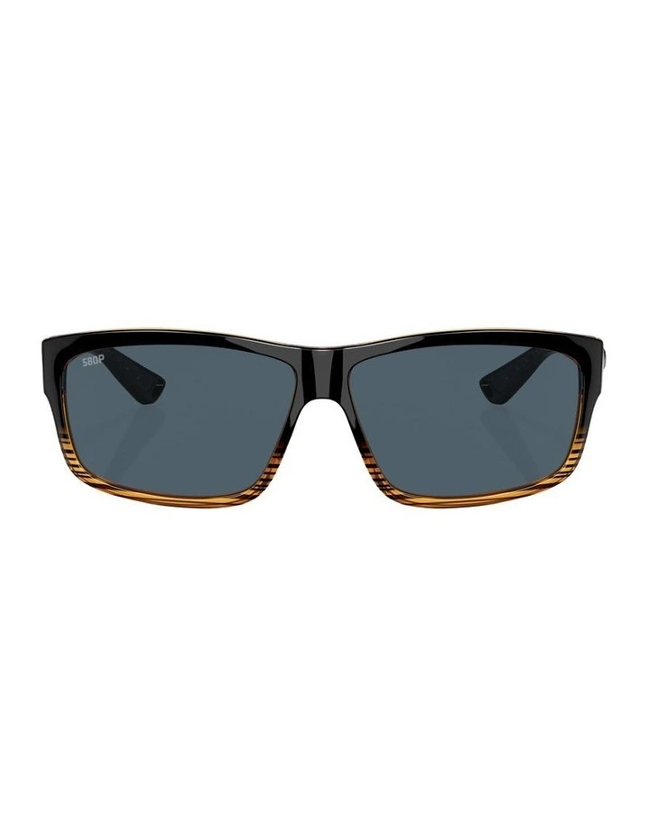 Cut Injected Polarised Sunglasses in Brown image 2