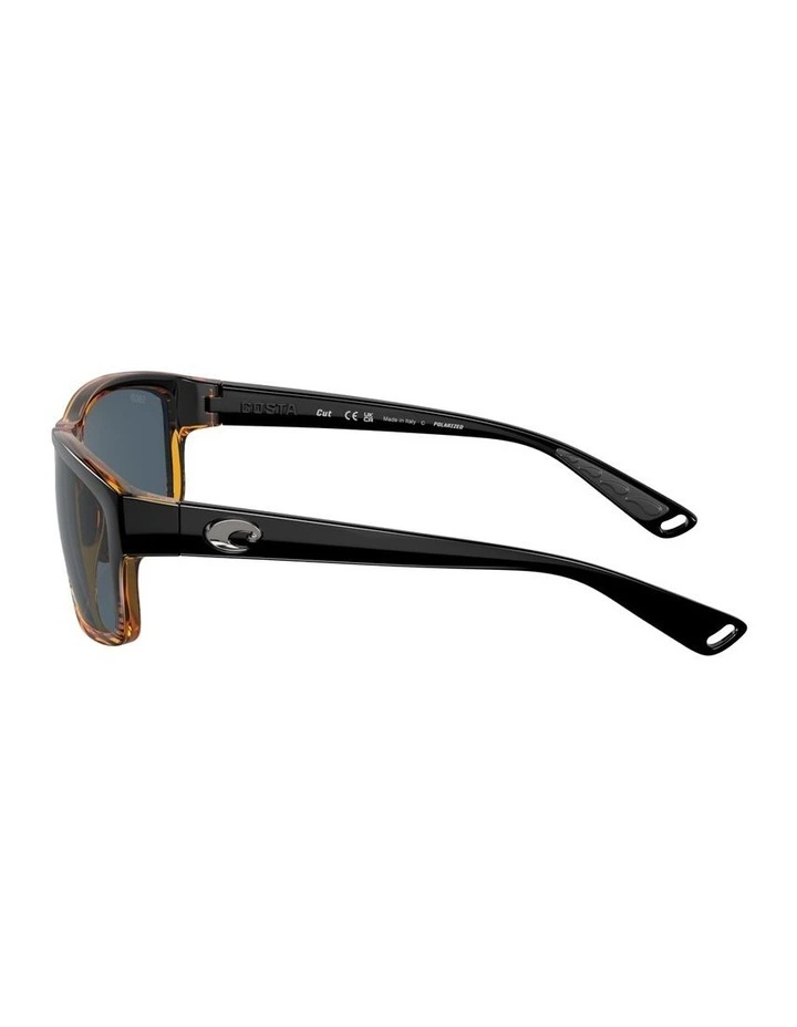 Cut Injected Polarised Sunglasses in Brown image 3