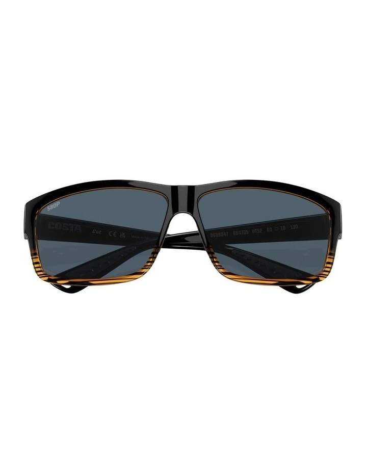 Cut Injected Polarised Sunglasses in Brown image 4