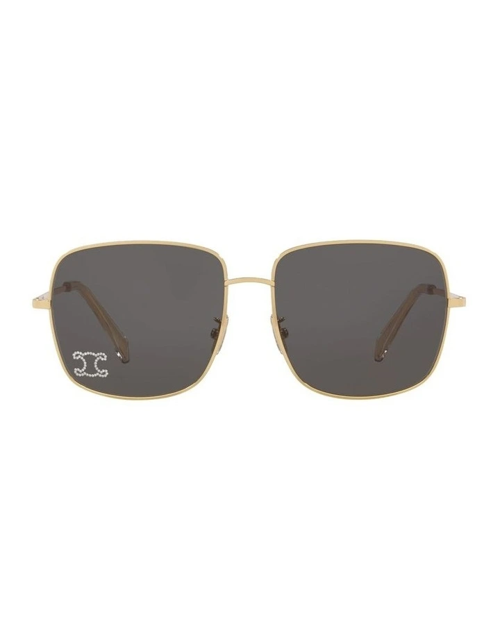 Rhinestone Triomphe Metal Sunglasses in Gold CL40284U image 1