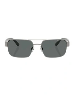 Metal Polarised Sunglasses in Grey