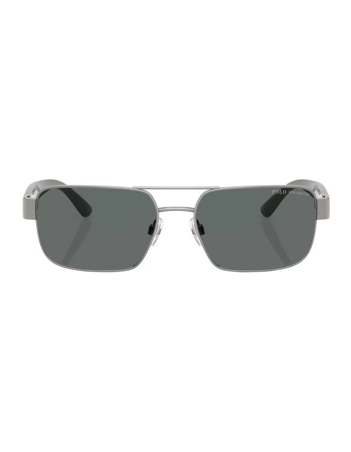 Metal Polarised Sunglasses in Grey image 1