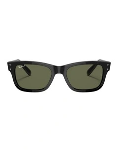 Burbank Acetate Polarised Sunglasses in Black