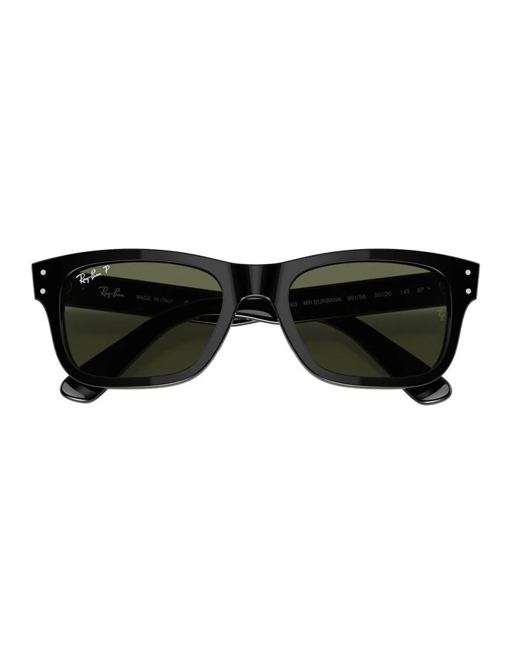 Burbank Acetate Polarised Sunglasses in Black image 3