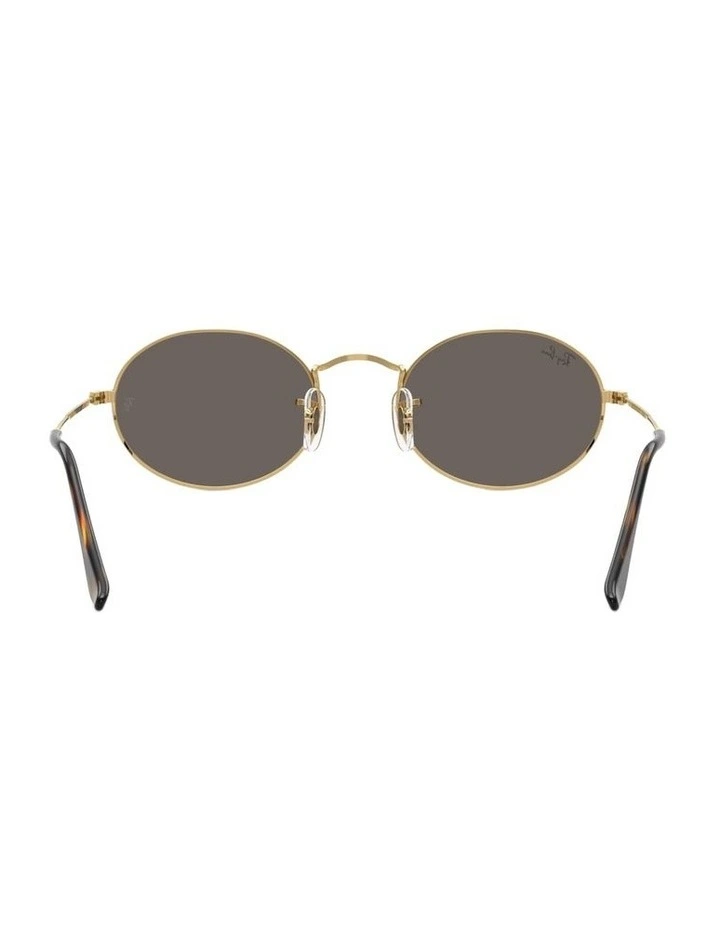 Oval Flat Lenses Metal Sunglasses in Gold image 2