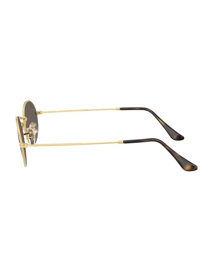 Oval Flat Lenses Metal Sunglasses in Gold image 3