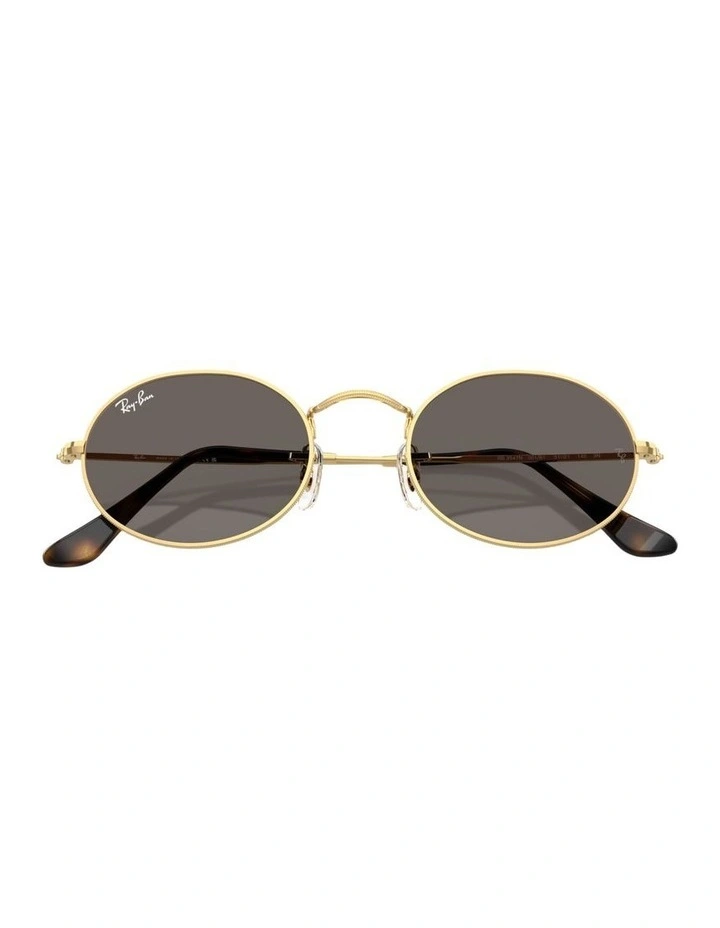 Oval Flat Lenses Metal Sunglasses in Gold image 4