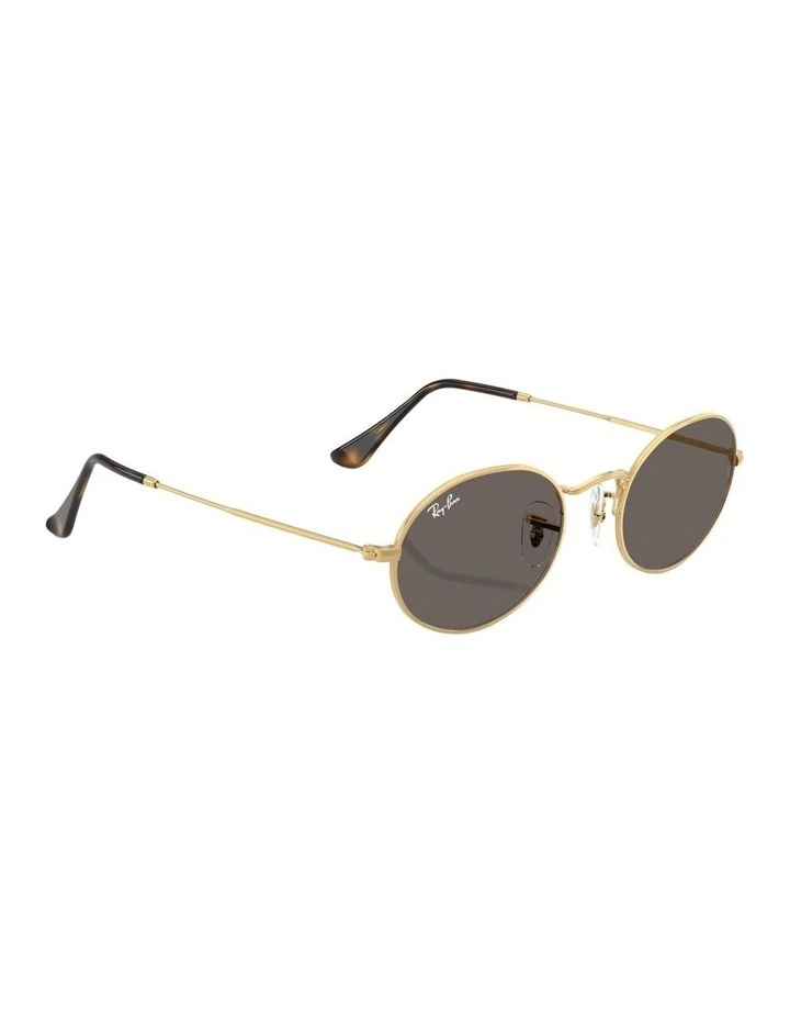 Oval Flat Lenses Metal Sunglasses in Gold image 5