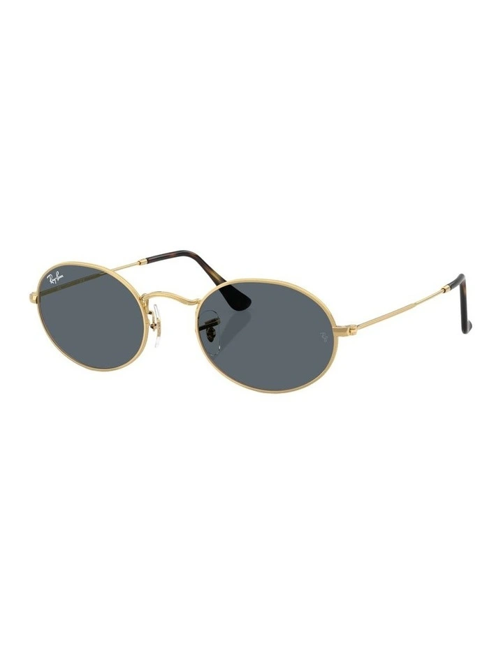 Oval Flat Lenses Metal Sunglasses in Gold image 1
