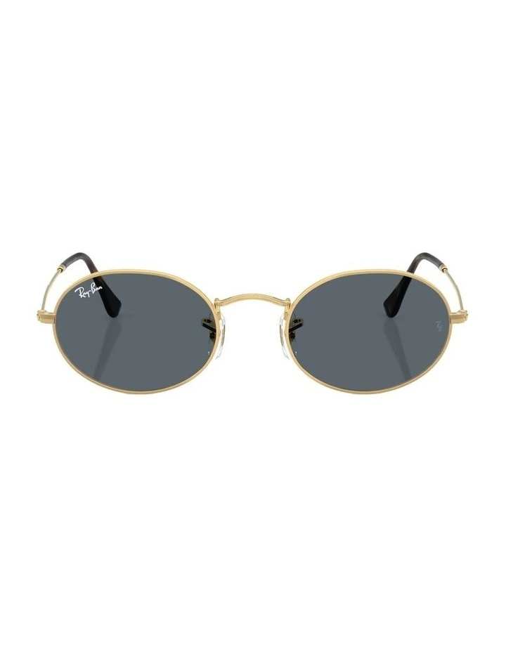 Oval Flat Lenses Metal Sunglasses in Gold image 2