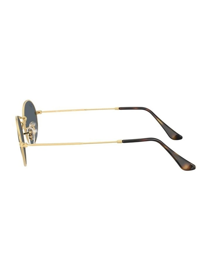 Oval Flat Lenses Metal Sunglasses in Gold image 3