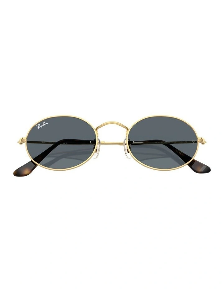 Oval Flat Lenses Metal Sunglasses in Gold image 4