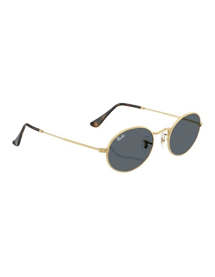 Oval Flat Lenses Metal Sunglasses in Gold image 5