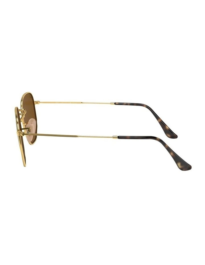 Hexagonal Flat Lenses Metal Polarised Sunglasses in Gold image 2