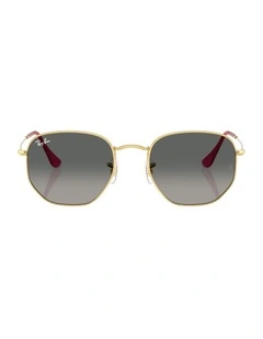 Hexagonal Flat Lenses Steel Sunglasses in Gold