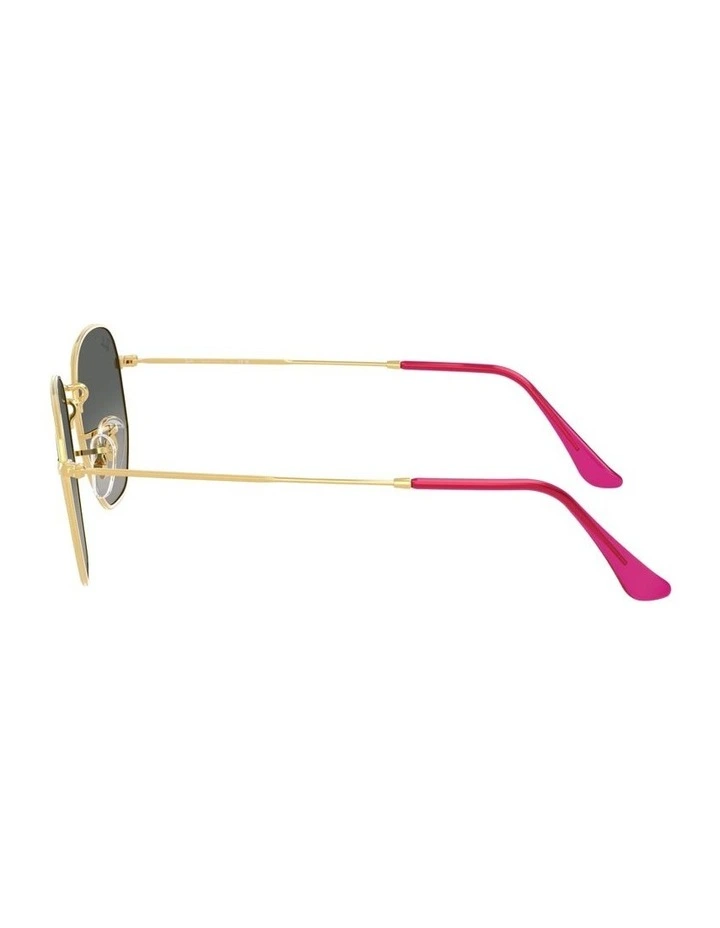Hexagonal Flat Lenses Steel Sunglasses in Gold image 3