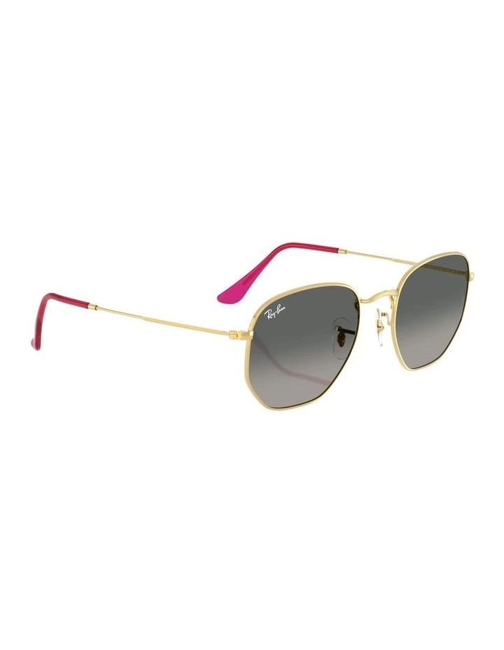Hexagonal Flat Lenses Steel Sunglasses in Gold image 4