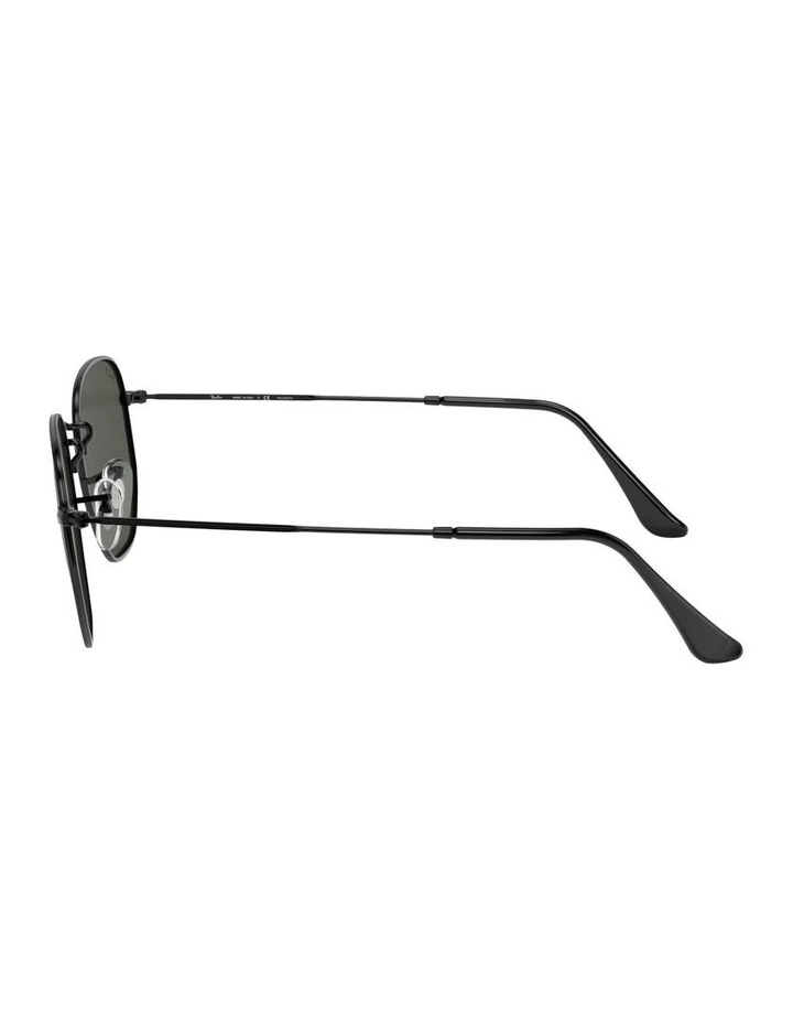 Hexagonal Flat Lenses Metal Polarised Sunglasses in Black image 3