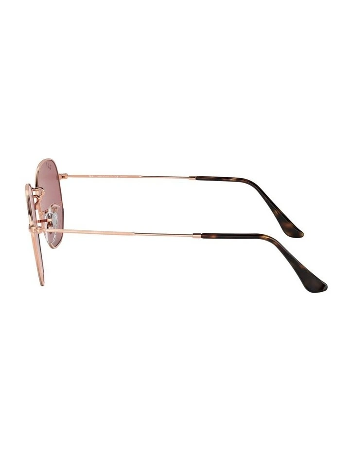 Hexagonal Flat Lenses Steel Polarised Sunglasses in Pink image 3