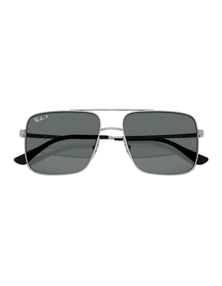 Ari Bio-Based Metal Polarised Sunglasses in Silver image 3