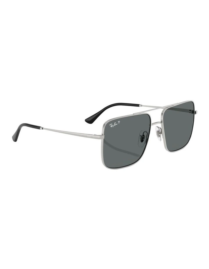Ari Bio-Based Metal Polarised Sunglasses in Silver image 4