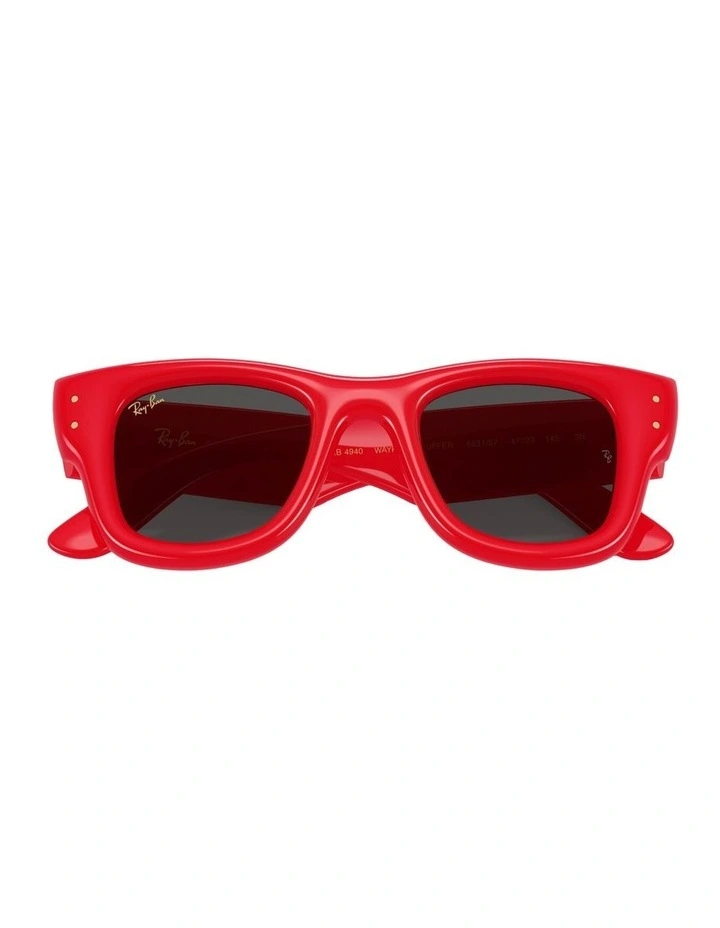Wayfarer Puffer Nylon Sunglasses in Red image 4