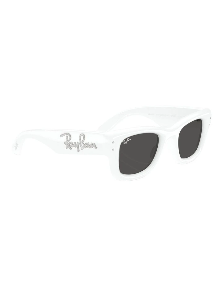 Wayfarer Puffer Nylon Sunglasses in White image 4