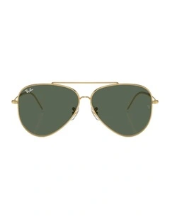 Aviator Reverse Metal Sunglasses in Gold