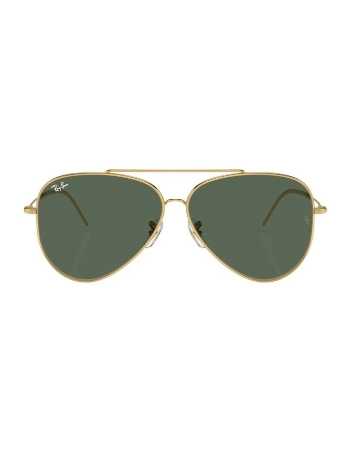 Aviator Reverse Metal Sunglasses in Gold image 1