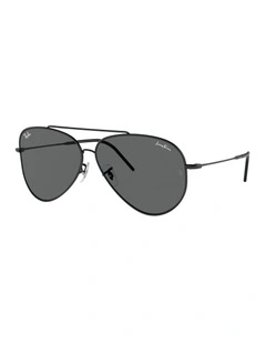 Lenny Kravitz X Aviator Reverse Metal Sunglasses in Black