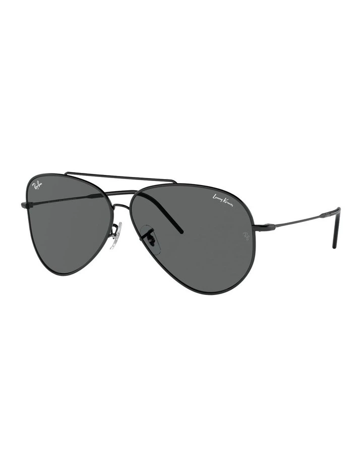 Lenny Kravitz X Aviator Reverse Metal Sunglasses in Black image 1