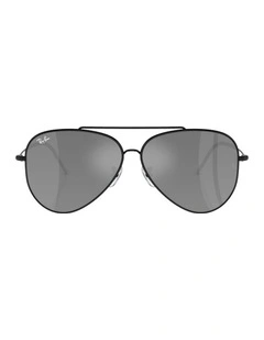 Aviator Reverse Metal Sunglasses in Black