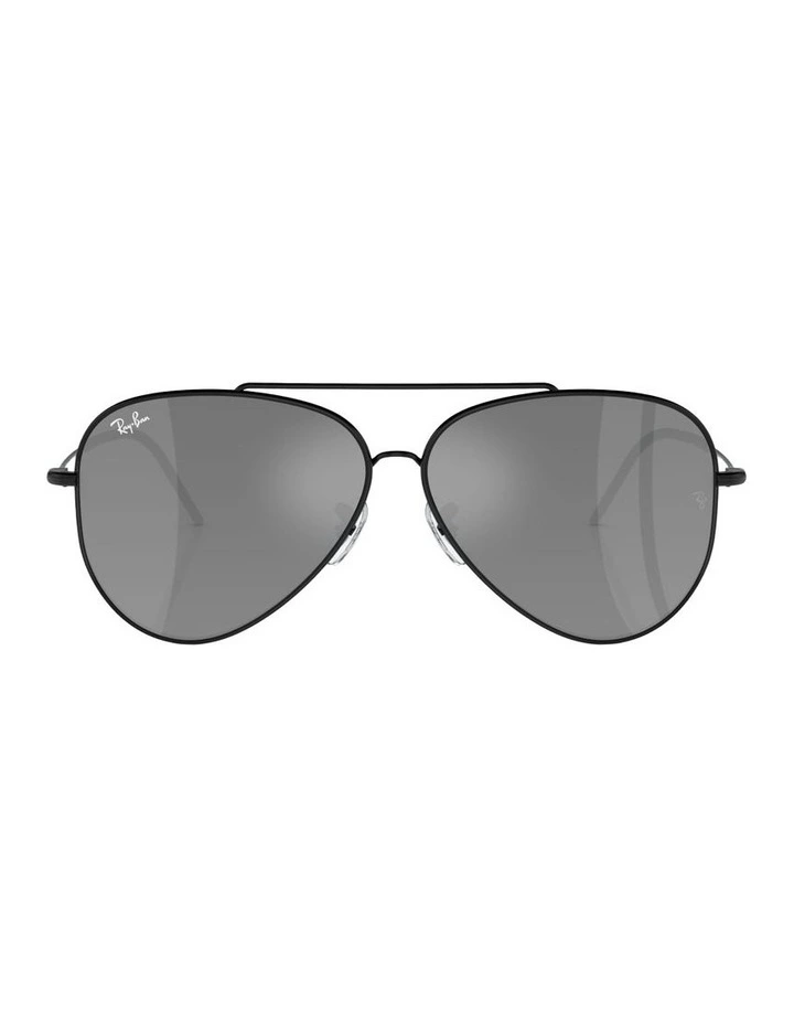 Aviator Reverse Metal Sunglasses in Black image 1