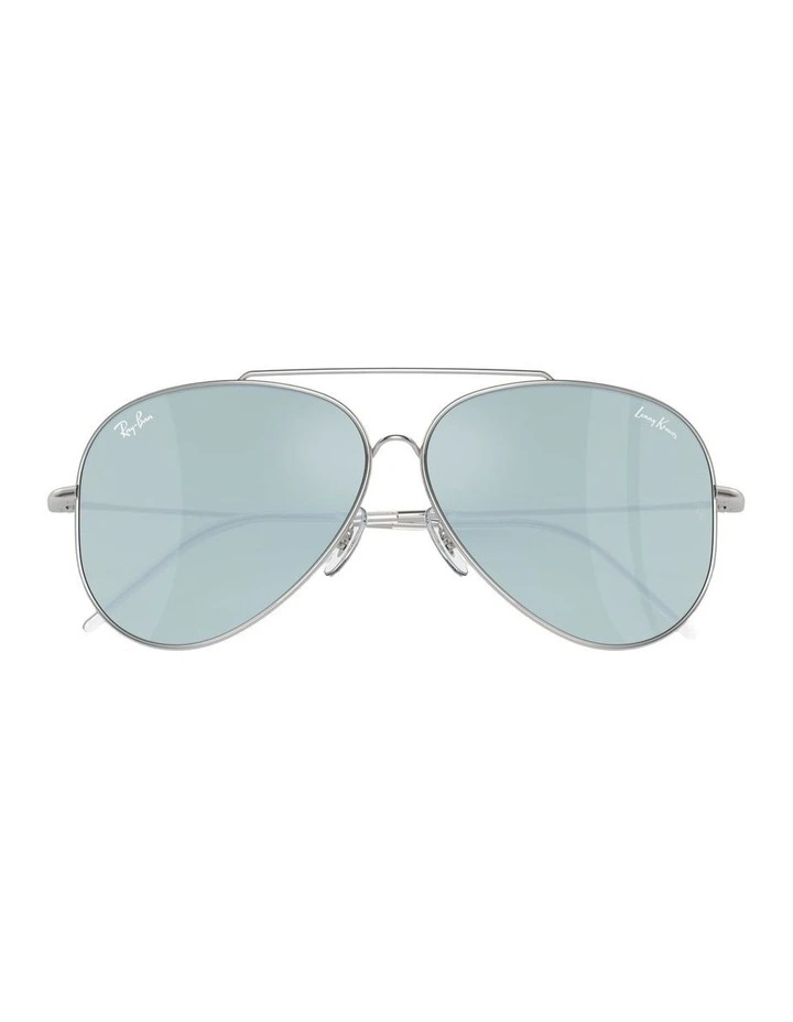 Lenny Kravitz X Aviator Reverse Metal Sunglasses in Silver image 3