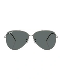 Aviator Reverse Metal Polarised Sunglasses in Grey