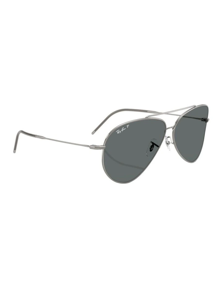 Aviator Reverse Metal Polarised Sunglasses in Grey image 4