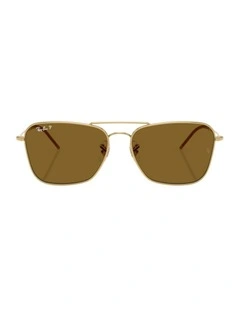 Caravan Reverse Metal Polarised Sunglasses in Gold