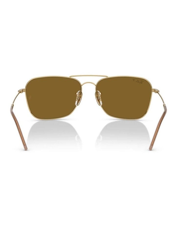Caravan Reverse Metal Polarised Sunglasses in Gold image 2