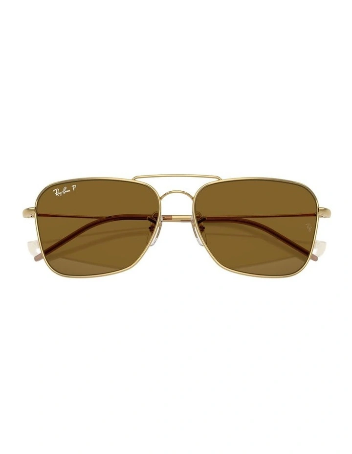 Caravan Reverse Metal Polarised Sunglasses in Gold image 4