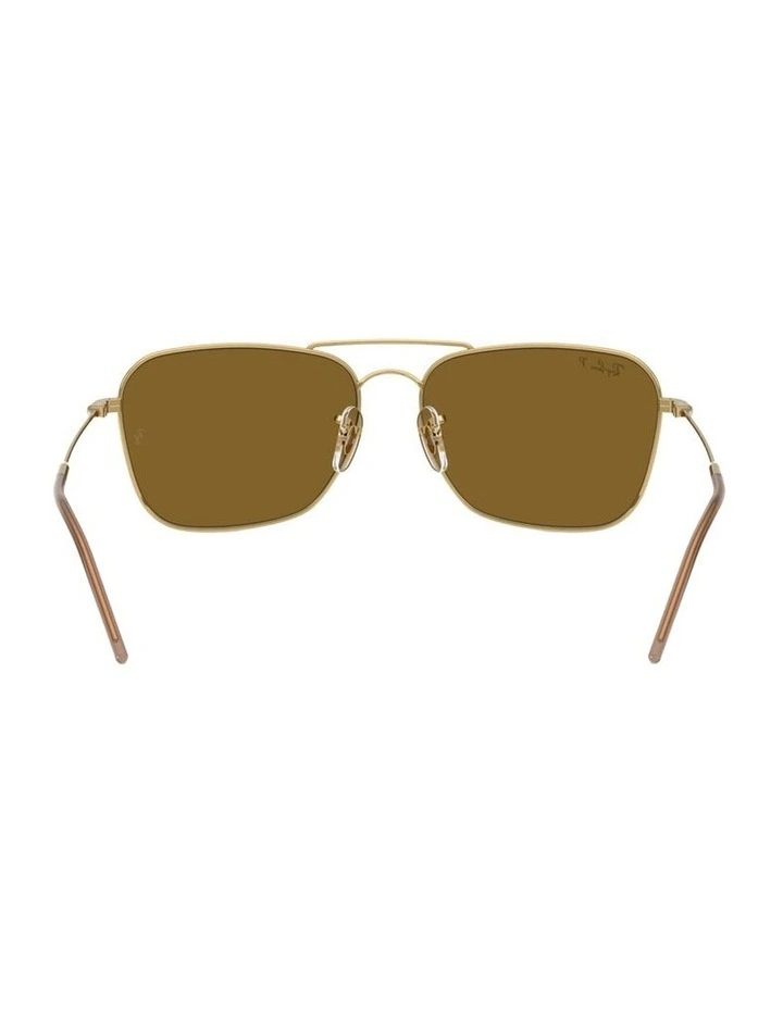 Caravan Reverse Metal Polarised Sunglasses in Gold image 3